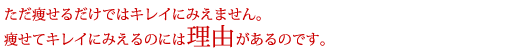ただ痩せるだけではキレイにみえません。痩せてキレイにみえるのには理由があるのです。