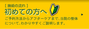 初めての方へ　ご予約方法からアフターケアまで、当院の整体について、わかりやすくご説明します。